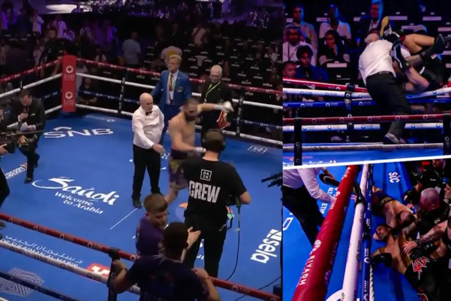 Boxing Match Ends In Draw With Fighter In Wheelchair Before That Both Boxers Went Over The Ropes