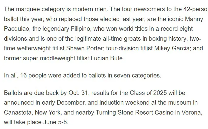 The number one boxing journalist in the sport Dan Rafael is up for elector duties again this year at the Hall of Fame.