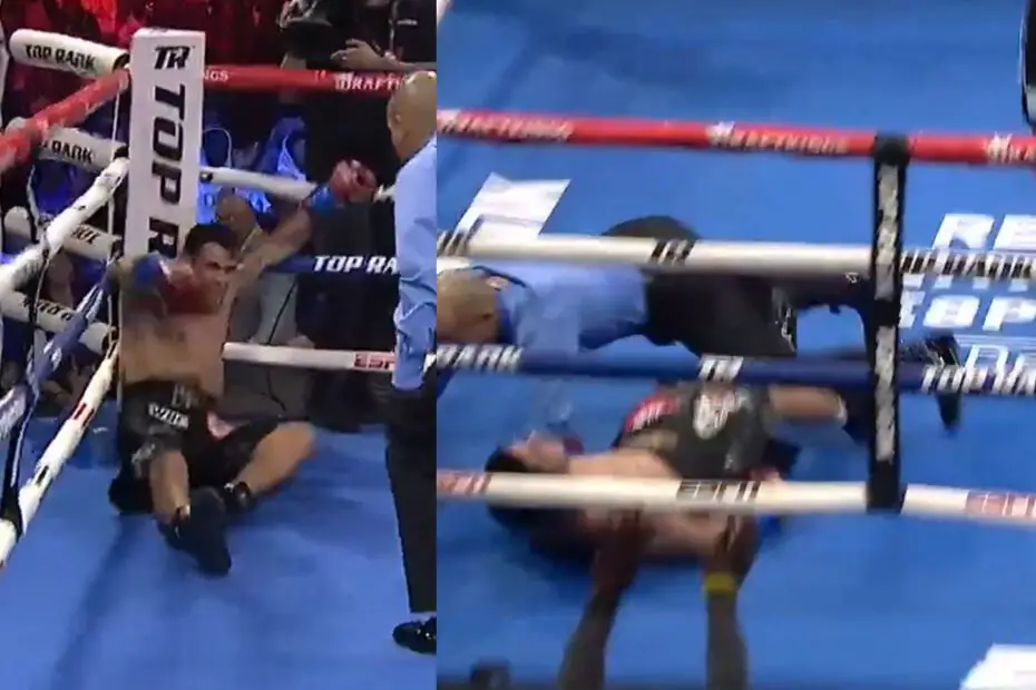 Keyshawn Davis Brutally Knocks Out Opponent In Round 2 Hometown Win Causing Referee To Fly Through The Air