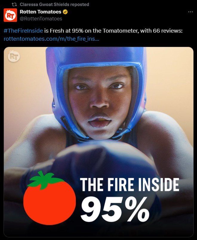Claressa Shields Reacts To Unbelievable Rotten Tomatoes Reviews Of Her New Hit Movie The Fire Inside 3 Fire Inside