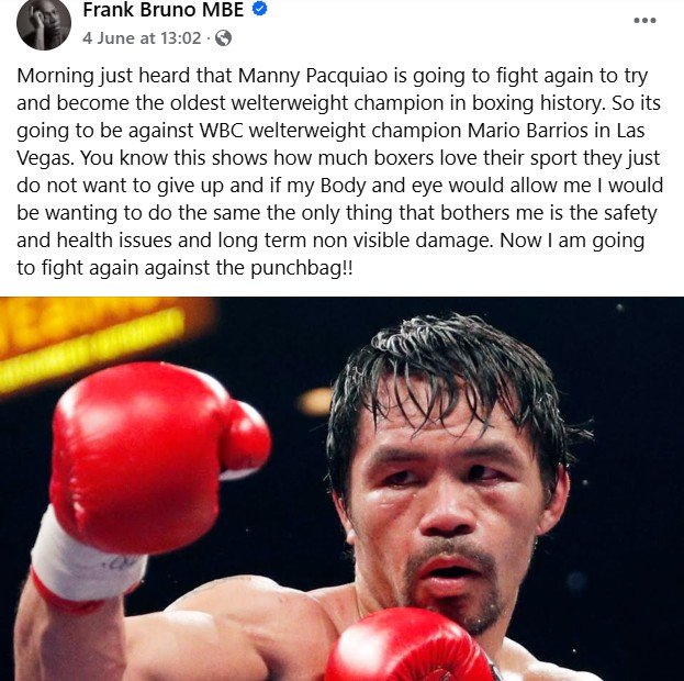 Frank Bruno's Reaction To Manny Pacquiao Comeback At 46 Will Leave You Thinking A Lot 3 263547457